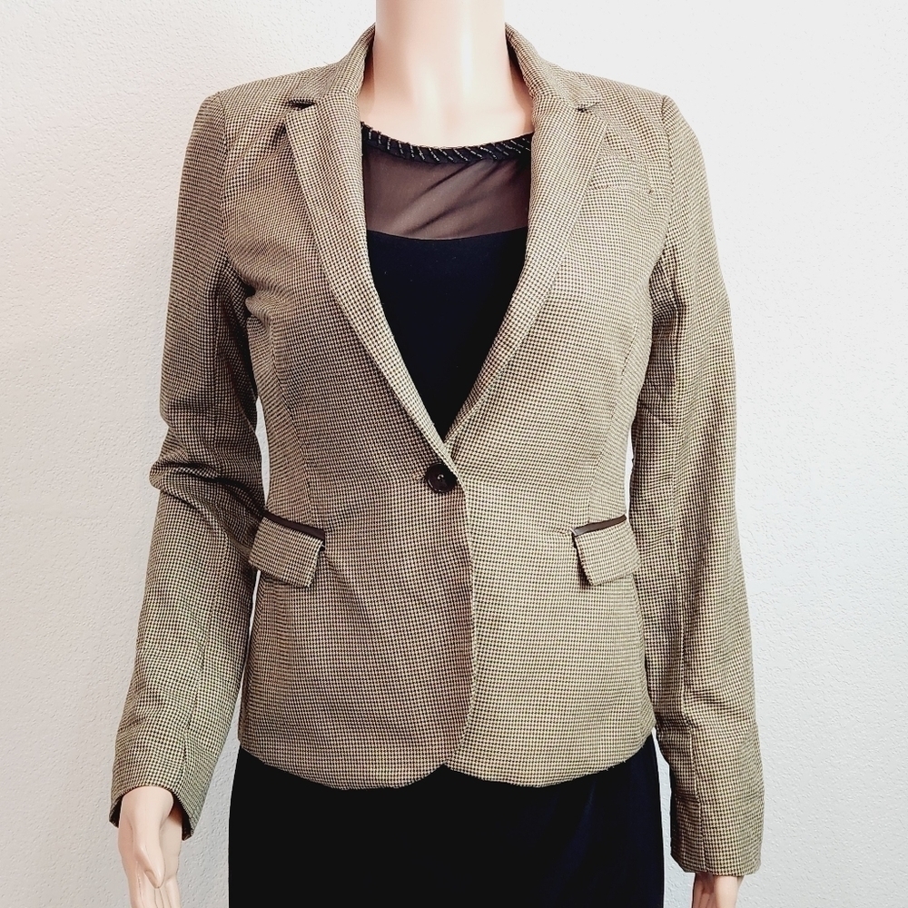Paper Tee Small Plaid Cropped Jacket Brown Size: S